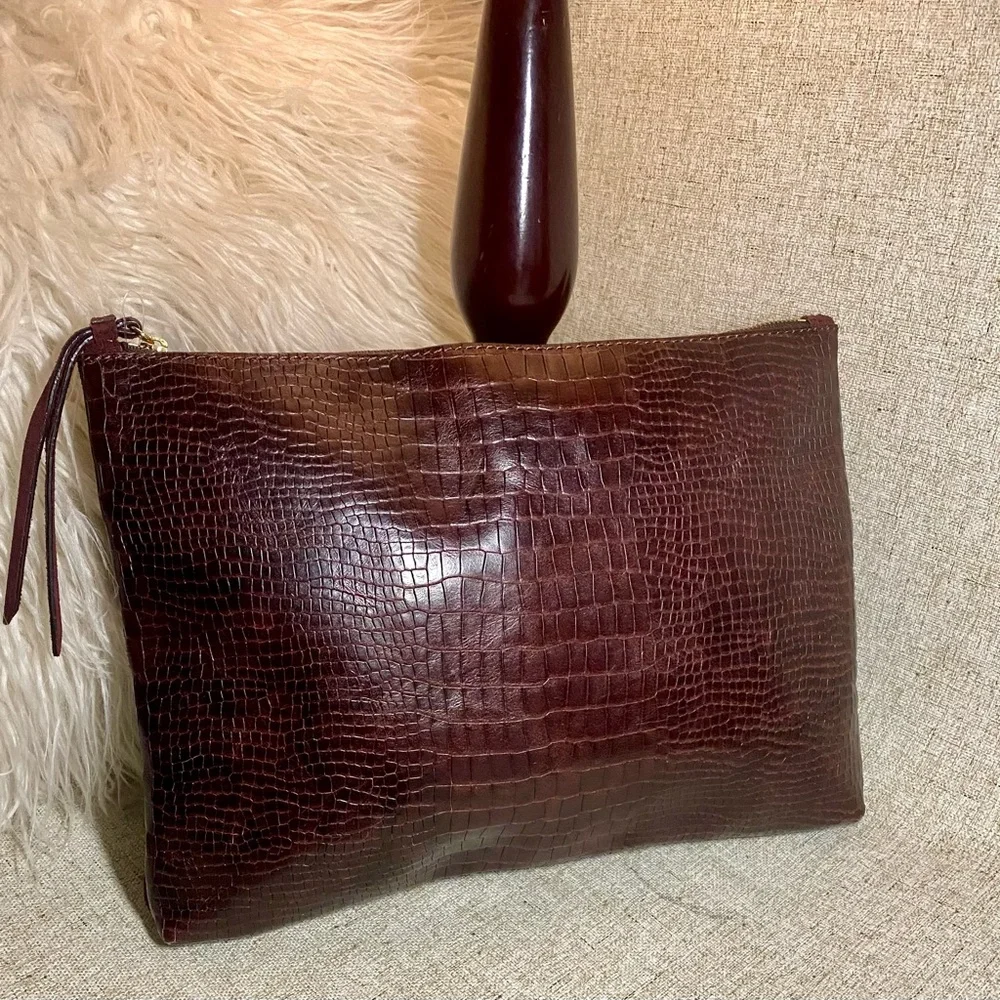 🌹Banana Republic Croc Embossed Leather/Suede Pouch🌹#REDBANANA